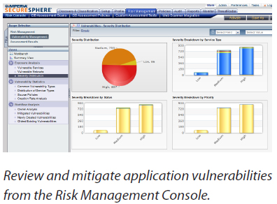 Review and mitigate application vulnerabilities from the Risk Management Console.